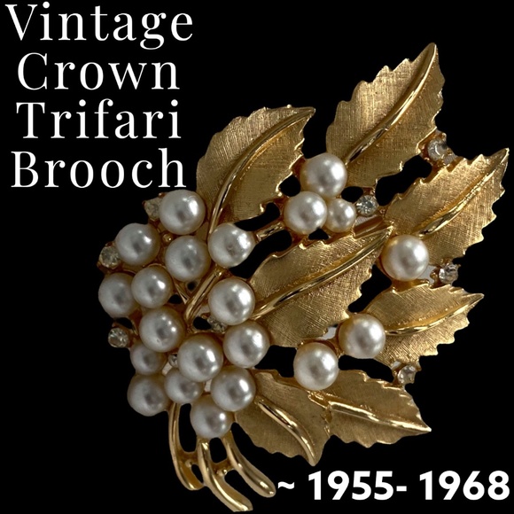 Trifari Jewelry - Crown Trifari Fashion Brooch ~ 1955- 1968